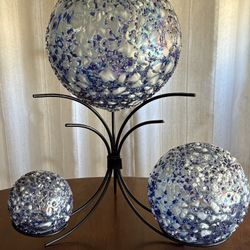 Hand Blown Glass Balls W Stand Decor