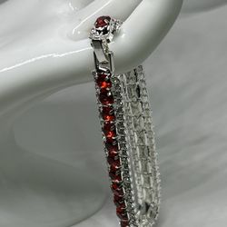 WOMENS RED SILVER RHINSTONE BRACELET  ESTATE FIND JEWELRY VINTAGE TO FASHION 
