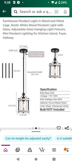 Farmhouse Lighting Pendant Wood And Metal Cage