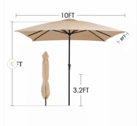 8 ft. x 10 ft. Steel Rectangular Market Umbrella in Beige （No base）🙏🙏