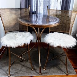 Gold Metal Bistro Table and Chair Set