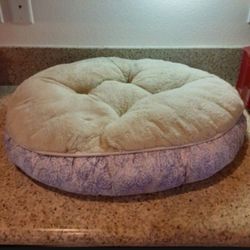 Clean Lavender Purple Rose Flower Print Round Fluffy Fleece Dog Pet Bed 