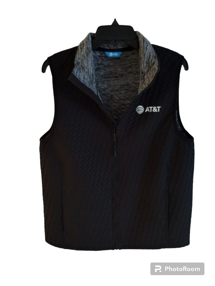 AT&T Employee Uniform Vest Adult Unisex Workwear Sweater Size M Black Full Zip

