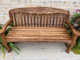 Carved Wood Outdoor Garden Bench