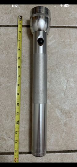 Vintage Maglite Silver 4 D Cell Flashlight 15” Extra Bulb Tested Working