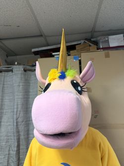 Baby Unicorn Mascot Head – Adult Foam Character Costume Head – Cute Fantasy Unicorn Helmet – Lightweight & Breathable