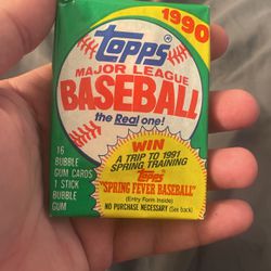 1990 Topps Baseball Card Wax Pack 