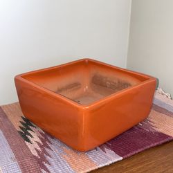 Ceramic Glazed Orange Square Plant Pot