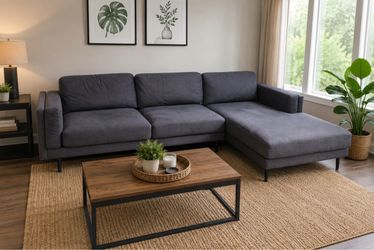Large Gray L-Shaped Sectional Sofa
