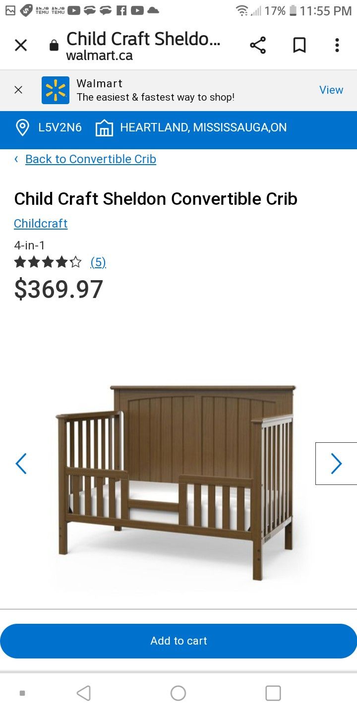Child craft Sheridan Crib Plus Portable Changing Station