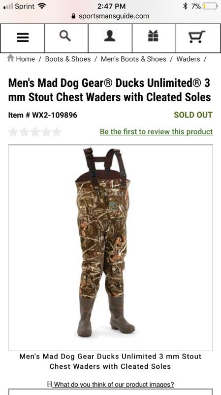 Mad Dog Gear Ducks Unlimited 400 Gram Hunting Wader for Sale in