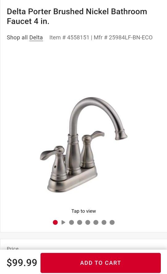 NEW Delta Porter 4-inch Faucet Brushed Nickle Finish