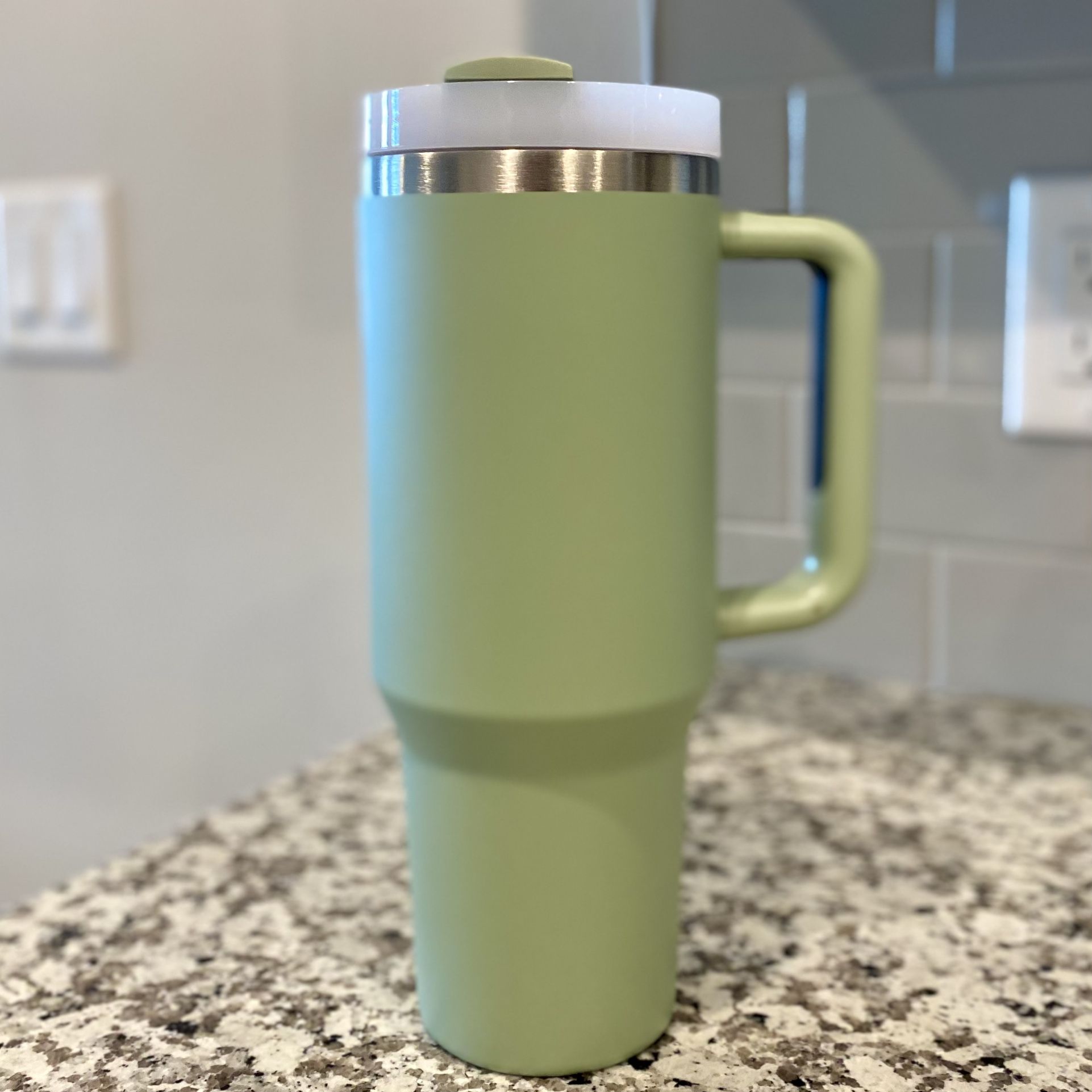 40oz Olive Stainless Steel Double Tumbler with Lid and Straw