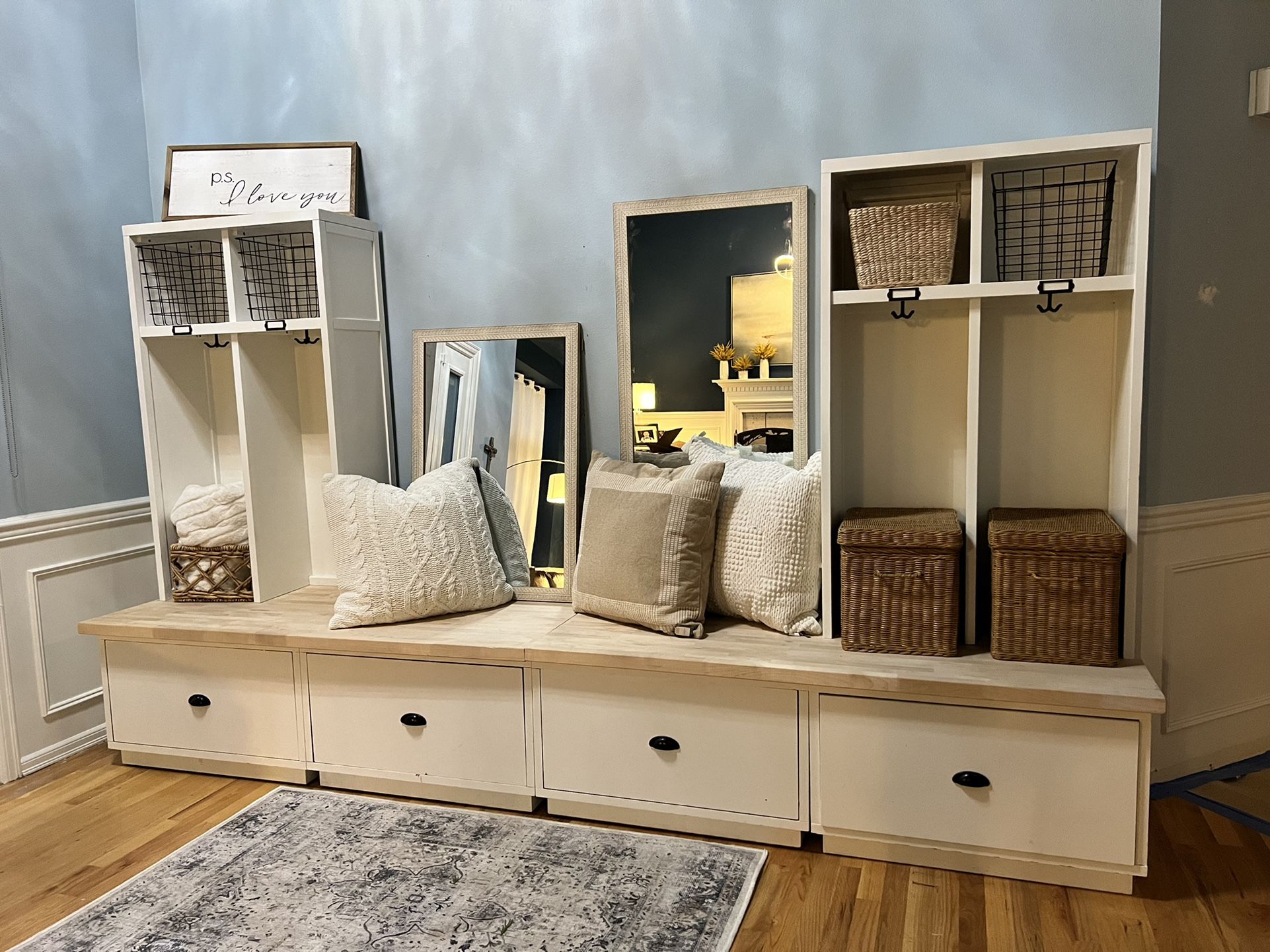 Pottery Barn White Cubby Entryway System Hallway Tree Organization