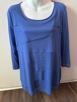 Alfani  Woman Blue Tiered Layered Women's Top - OX