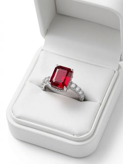 14K White Gold 5.96CT Natural Ruby 1.65CT Diamond Halo Ring Size 9 AIGL