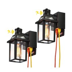 2 Porch Lights with GFCI Outlet, Dusk to Dawn Motion Sensor (New in Box)