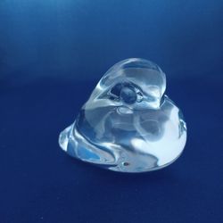 PORTIEUX BIRD FRANCE CRYSTAL PAPERWEIGHT RARE SIGNED 2.5"x3.75"