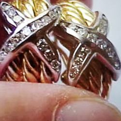 Estate 14k 2-tone 1ct Diamond Earrings 