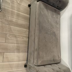 Gray Velvet Ottoman