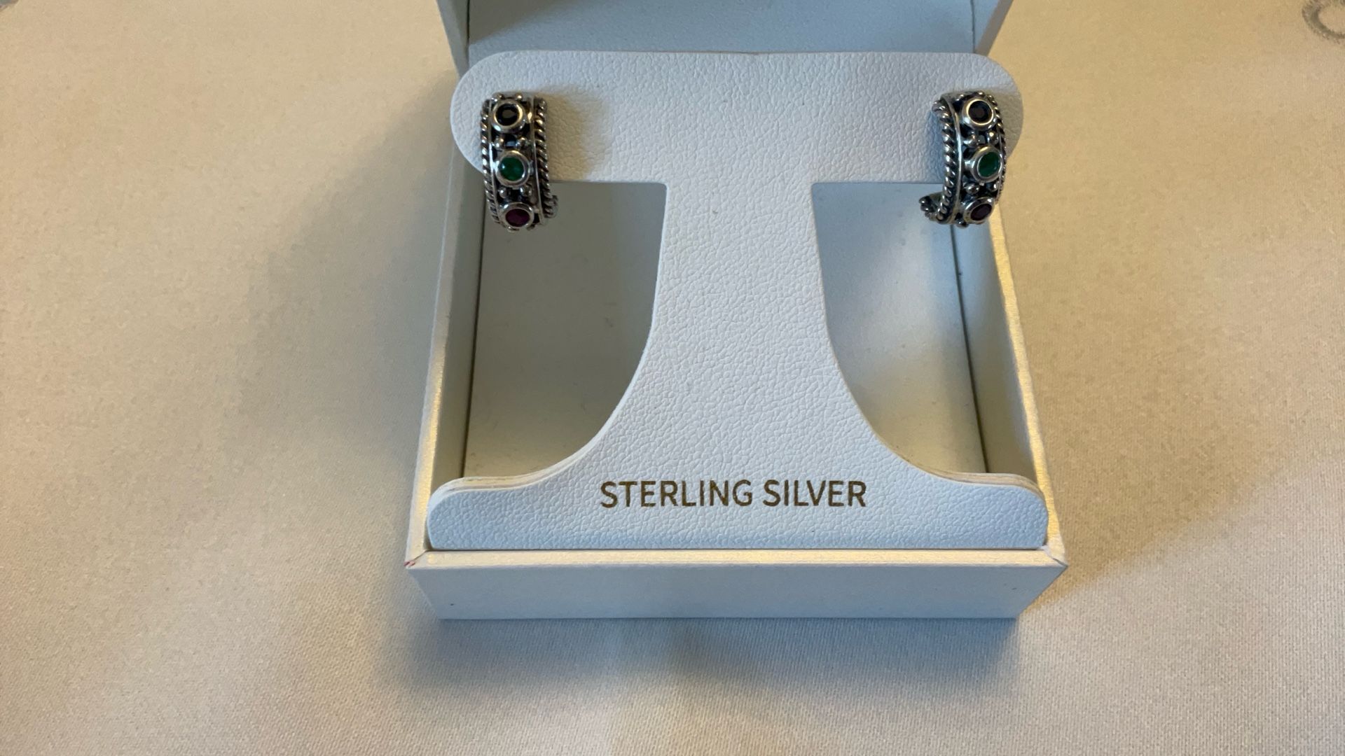 Sterling Silver Earrings With Semi-precious Stones