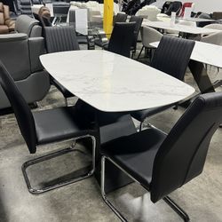 Modern Dining Table Sintered Stone with 4 Chairs