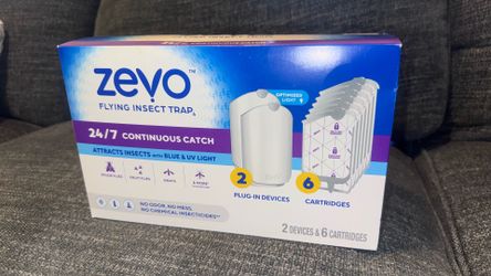 Zevo Flying Insect Trap Starter Kit, 2 Devices + 6 Refills (Brand New)