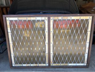Vintage Leaded Stauned Glass Window Panel