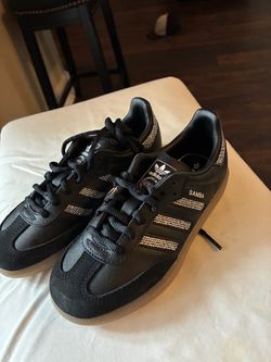 Adidas 13K Samba Black Sneakers with Rhinestone Stripes