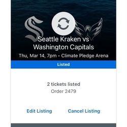 Suite Level Kraken Tickets vs Capitals 3/13/24