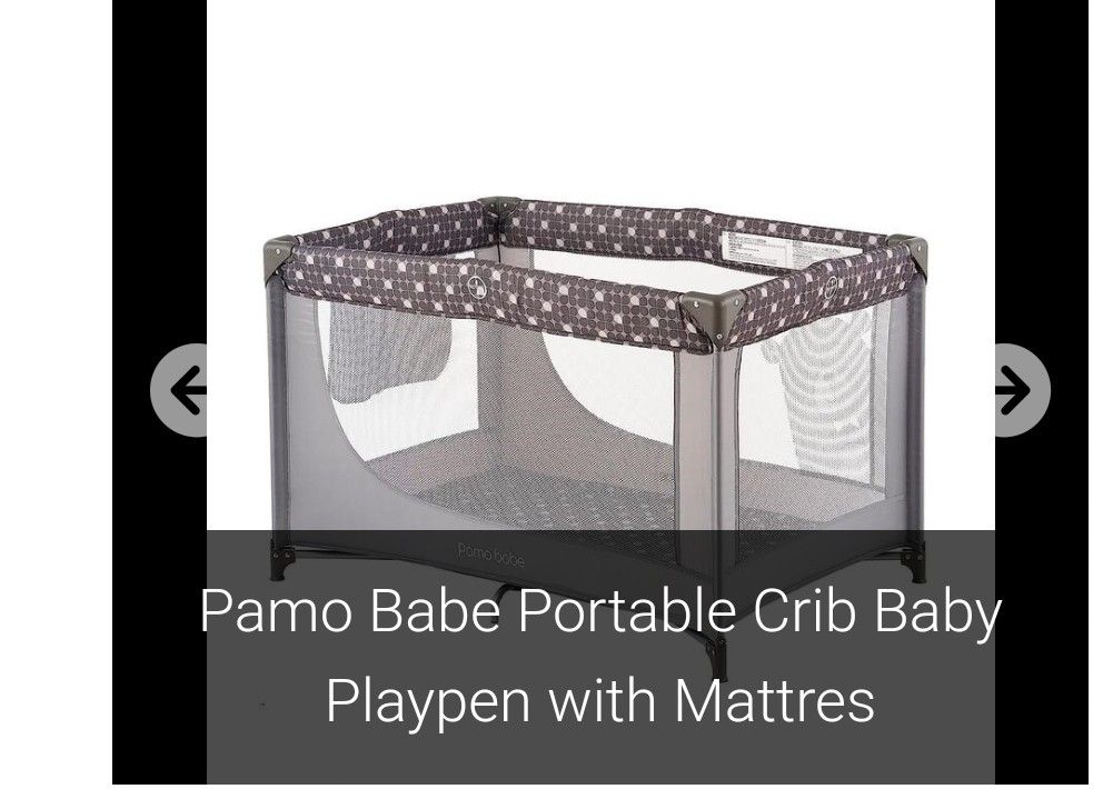 Pamo Babe Portable Crib Baby Playpen with Mattress and Carry Bag (Grey)