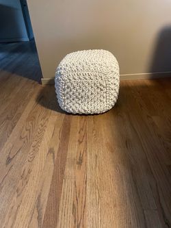 World market white cotton pouf