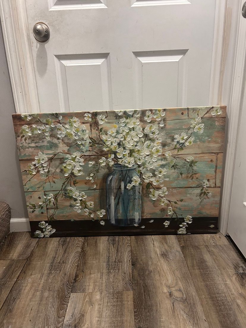 The object in the image is a Blossoms in Mason Jar Canvas Wall Art Print.