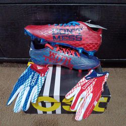 Adidas Mens Adizero 5-Star 4.0 Dont Mess With Texas Cleats Blue Red Mens 9.5 US