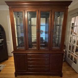 cherry buffet cabinet with hutch, mission style