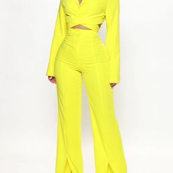 Lime Fashion Nova Set / Trouser Wide leg Outfit