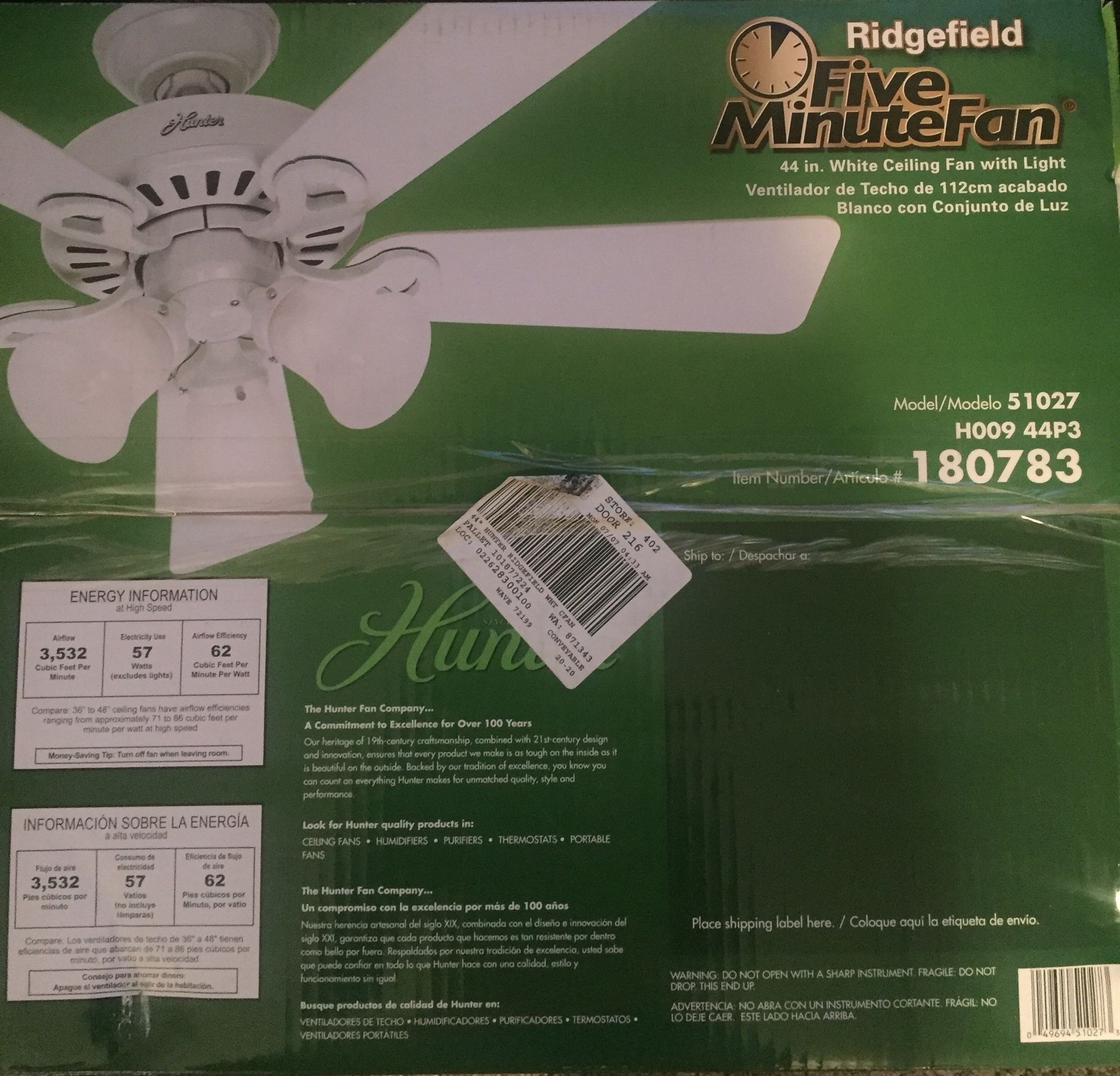 Brand New Never Opened Hunter Ridgefield White Ceiling Fan With Light For Sale In Denver Co Offerup