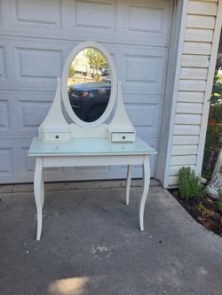 Glass top  vanity with drawers