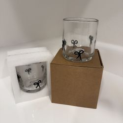 Sephora Glass Cup with Bow, Set Of Two New With Box