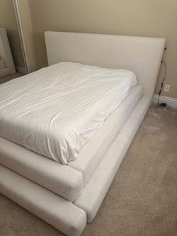 Queen cream bed frame