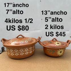 Cazuelas De Barro Grandes Y Medianas