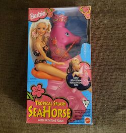 1994 Barbie Tropical Splash Seahorse with Bathtime Foam - New in Box