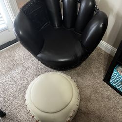 Child’s Leather Baseball Chair & Ottoman