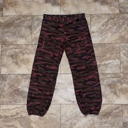 1 of 1 Felix by jacobnfelix Handmade Red Camo Cargo Jogger Pants With Ankle Drawstrings and Utility Pockets Size Medium