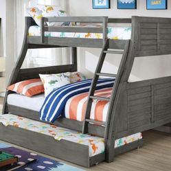 Gray Twin Over Full Bunk Bed - Trundle Sold Separate 