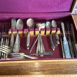 Box Of Assorted Silver Plate Flatware