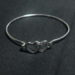 Sterling Silver Adjustable Size Heart Shape Bracelet 