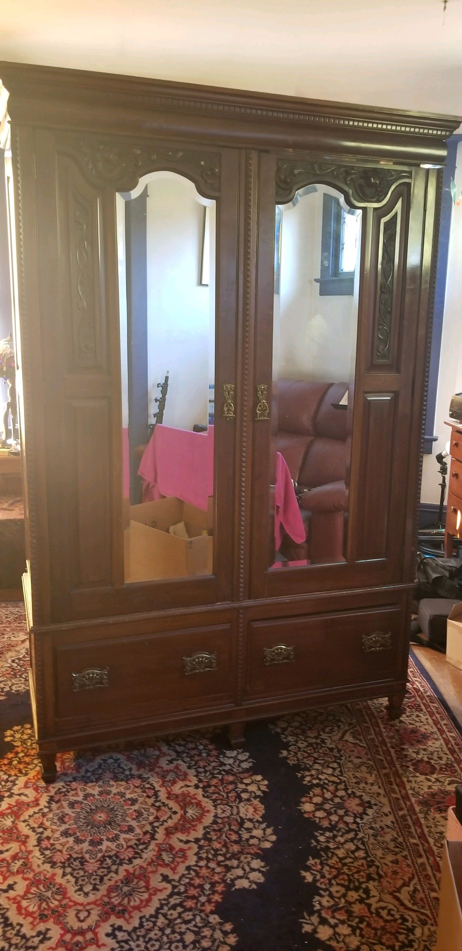 Antique Armoire made of hardwood and cedar