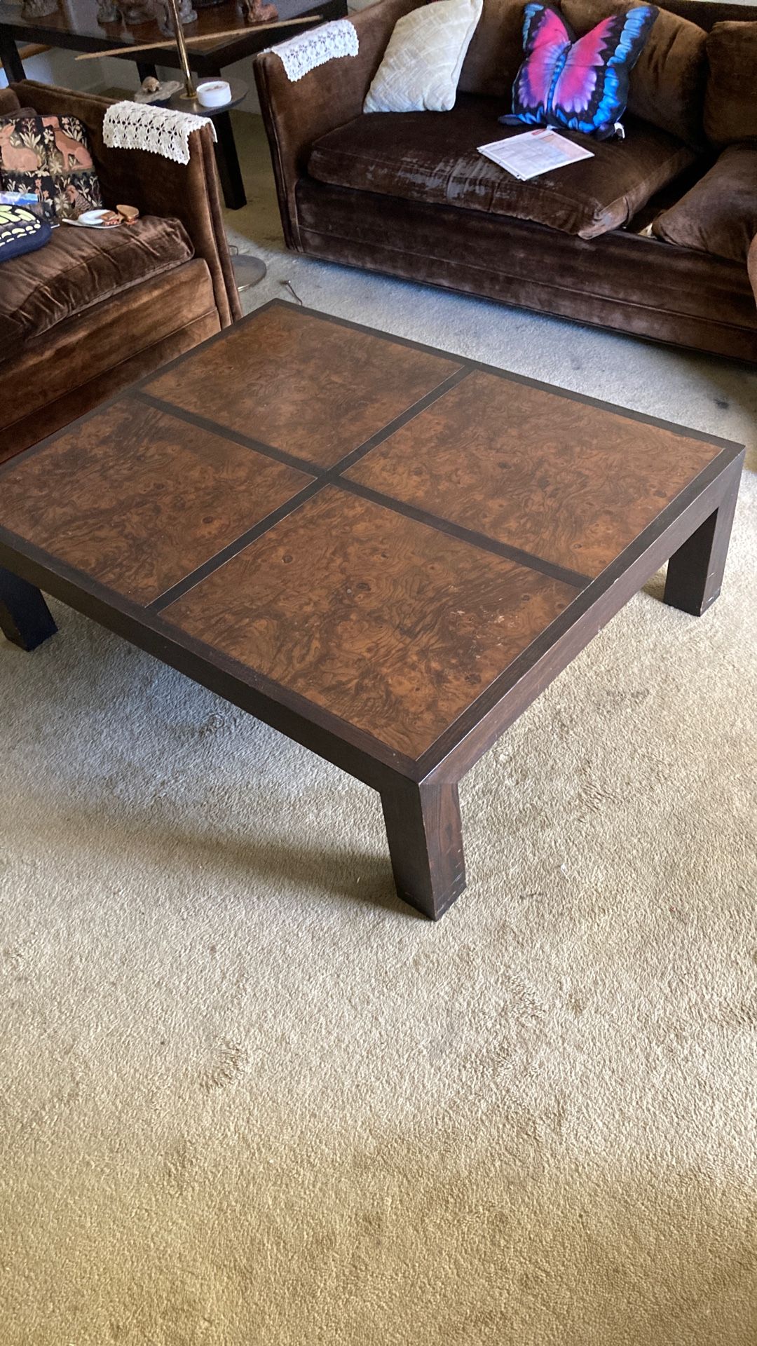 Mid Century Frank Bros. Modern Burlwood Large Coffee Table