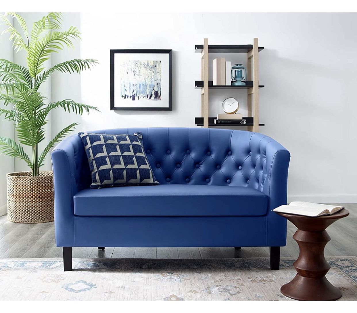 New in box Prospect Navy Faux Leather 2-Seater Loveseat